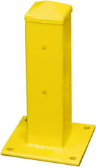 Hallowell - 18" High, Yellow Steel Post Protector - 7" Wide x 7" Long Mounting Plate, 13 Lb - Apex Tool & Supply