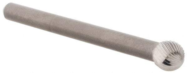 M.A. Ford - 3/16" Cut Diam, 1/8" Shank Diam, Ball Head Double Cut Burr - Carbide, Radius End, 5/32" LOC, 1-1/2" OAL - Apex Tool & Supply
