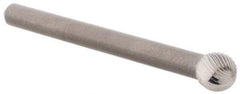 M.A. Ford - 3/16" Cut Diam, 1/8" Shank Diam, Ball Head Double Cut Burr - Carbide, Radius End, 5/32" LOC, 1-1/2" OAL - Apex Tool & Supply