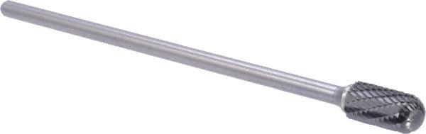 M.A. Ford - 1/2" Cut Diam, 1/4" Shank Diam, Cylinder with Radius Head Double Cut Burr - Carbide, Radius End, 1" LOC, 7" OAL - Apex Tool & Supply