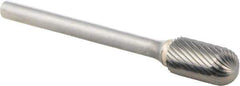 M.A. Ford - 1/4" Cut Diam, 1/8" Shank Diam, Cylinder with Radius Head Double Cut Burr - Carbide, Radius End, 1/2" LOC, 2" OAL - Apex Tool & Supply