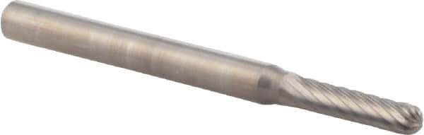 M.A. Ford - 3/32" Cut Diam, 1/8" Shank Diam, Cylinder with Radius Head Double Cut Burr - Carbide, Radius End, 7/16" LOC, 1-1/2" OAL - Apex Tool & Supply