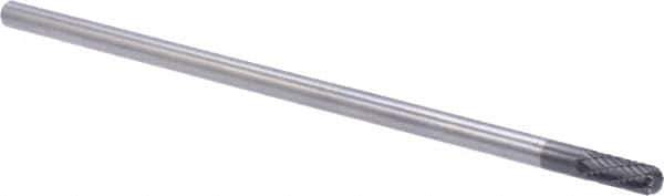 M.A. Ford - 1/4" Cut Diam, 1/4" Shank Diam, Cylinder with Radius Head Double Cut Burr - Carbide, Radius End, 5/8" LOC, 6-5/8" OAL - Apex Tool & Supply