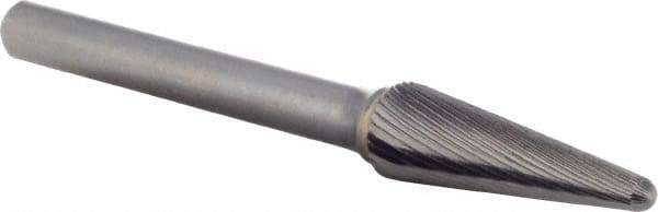 M.A. Ford - 3/8" Cut Diam, 1/4" Shank Diam, Taper Head Double Cut Burr - Carbide, Radius End, 1-1/8" LOC, 3-3/16" OAL - Apex Tool & Supply