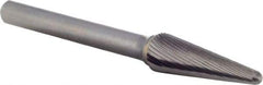 M.A. Ford - 3/8" Cut Diam, 1/4" Shank Diam, Taper Head Double Cut Burr - Carbide, Radius End, 1-1/8" LOC, 3-3/16" OAL - Apex Tool & Supply