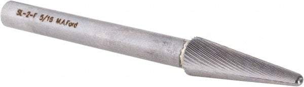 M.A. Ford - 5/16" Cut Diam, 1/4" Shank Diam, Taper Head Double Cut Burr - Carbide, Radius End, 15/16" LOC, 3" OAL - Apex Tool & Supply