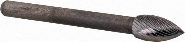 M.A. Ford - 3/16" Cut Diam, 1/8" Shank Diam, Flame Head Double Cut Burr - Carbide, Radius End, 3/8" LOC, 1-1/2" OAL - Apex Tool & Supply