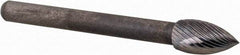 M.A. Ford - 3/16" Cut Diam, 1/8" Shank Diam, Flame Head Double Cut Burr - Carbide, Radius End, 3/8" LOC, 1-1/2" OAL - Apex Tool & Supply