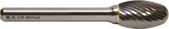 M.A. Ford - 9.5mm Cut Diam, 6mm Shank Diam, Oval Head Single Cut Burr - Carbide, Radius End, 16mm LOC, 166mm OAL - Apex Tool & Supply