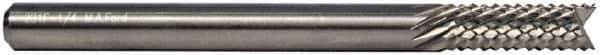 M.A. Ford - 5/16" Diam, 7/8" LOC, Fishtail Point End, Solid Carbide Diamond Pattern Router Bit - 2-1/2" OAL, 5/16" Shank Diam - Apex Tool & Supply