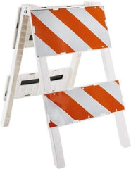 PRO-SAFE - 24 Inch Wide x 45-1/2 Inch High, Reflective, Plastic Type II Barricade - 14 Lbs., 12 Inch High x 24 Inch Wide Top Panel, White and Orange - Apex Tool & Supply