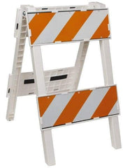 PRO-SAFE - 24 Inch Wide x 45-1/2 Inch High, Reflective, Plastic Type II Barricade - 14 Lbs., 8 Inch High x 24 Inch Wide Top Panel, White and Orange - Apex Tool & Supply