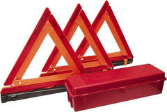 PRO-SAFE - 4 Piece, Highway Triangle Safety Kit - 3 Reflective Triangles, Case - Apex Tool & Supply