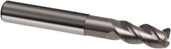 Guhring - 5/16", 7/16" LOC, 5/16" Shank Diam, 3" OAL, 3 Flute, Solid Carbide Square End Mill - Single End, Super-A Finish, Spiral Flute, 45° Helix, Right Hand Cut, Right Hand Flute, Series 3877 - Apex Tool & Supply