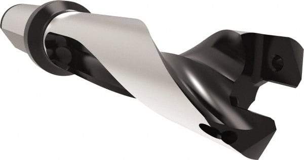 Allied Machine and Engineering - Series 26, 26 to 28.99mm Diam, 32mm Diam Straight Shank with Flange, Straight Flute Spade Drill - 87mm Max Depth, 128.1mm Body Length, 188.1mm OAL, Standard Length, Through Coolant - Apex Tool & Supply