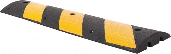 PRO-SAFE - 48" Long x 12" Wide x 2" High, Speed Bump - Black & Yellow, Rubber - Apex Tool & Supply