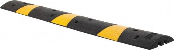PRO-SAFE - 72" Long x 12" Wide x 2-1/4" High, Speed Bump - Black & Yellow, Rubber - Apex Tool & Supply