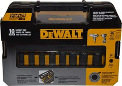 DeWALT - 10 Piece 3/8" Drive Thin Wall Deep Impact Socket Set - 6 Points, 5/16 to 3/4", Inch Measurement Standard - Apex Tool & Supply