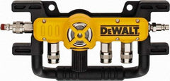 DeWALT - Aluminum Heavy Duty Quadraport Air Line Splitter with Regulator - 200 Max psi, 12-1/2" Long, 3/8 NPT Diam Inlet Fitting - Apex Tool & Supply
