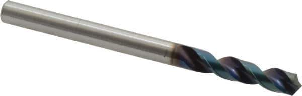 OSG - 4mm 130° Spiral Flute Vanadium High Speed Steel Screw Machine Drill Bit - WD1 Finish, Right Hand Cut, 22mm Flute Length, 54mm OAL, Faceted Point, Straight Shank - Apex Tool & Supply