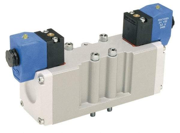 Parker - 4 Way, 2 Position, Aluminum Solenoid Valve - Normally Open Through Ports 1 & 2, Nitrile Seal - Apex Tool & Supply