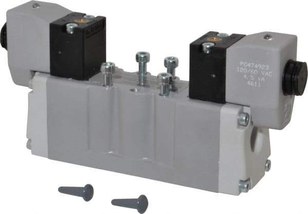 Parker - Double Solenoid, 2 Position, Aluminum Solenoid Valve - Normally Open Through Ports 1 & 2, Nitrile Seal - Apex Tool & Supply