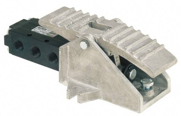Parker - 0.83 CV Rate, 1/4" NPT Inlet Direct Air 2 Mechanical Spool Valve - 4 Way, 2 Position, 150 Max psi, Treadle Manual Return - Apex Tool & Supply