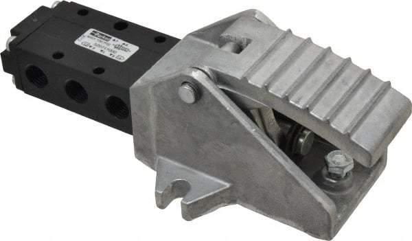 Parker - 0.83 CV Rate, 1/4" NPT Inlet Direct Air 4 Mechanical Spool Valve - 4 Way, 2 Position, 150 Max psi, Pedal Spring Return - Apex Tool & Supply
