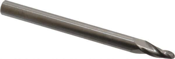 Onsrud - 1/8" Cutting Diam x 1/2" Length of Cut, 2 Flute, Upcut Spiral Router Bit - Uncoated, Right Hand Cut, Solid Carbide, 3" OAL x 1/4" Shank Diam, Ball End Taper - Apex Tool & Supply