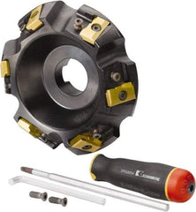Kennametal - 5" Cut Diam, 1-1/2" Arbor Hole, 21.41mm Max Depth of Cut, 30° Indexable Chamfer & Angle Face Mill - 6 Inserts, LN.U 2210... Insert, Right Hand Cut, 6 Flutes, Series MEGA60 - Apex Tool & Supply