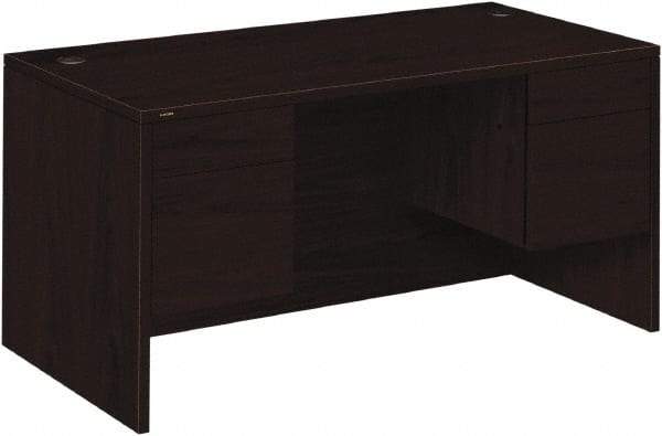 Hon - Woodgrain Laminate Double Pedestal Desk - 60" Wide x 30" Deep x 29-1/2" High, Mahogany - Apex Tool & Supply