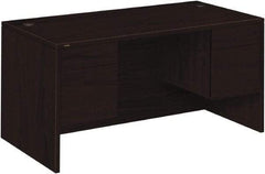 Hon - Woodgrain Laminate Double Pedestal Desk - 60" Wide x 30" Deep x 29-1/2" High, Mahogany - Apex Tool & Supply