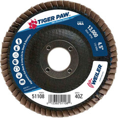 4 1/2″ × 7/8″-40 Grit - T27 Tiger Paw Zirc Flap Disc Phenolic Back - Apex Tool & Supply
