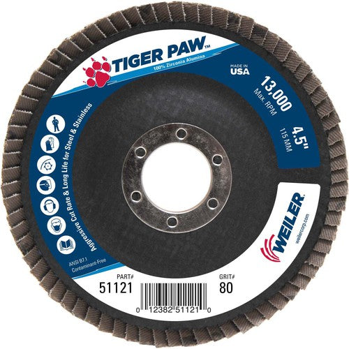 ‎4-1/2″ Tiger Paw Abrasive Flap Disc, Angled, Phenolic Backing, 80Z, 7/8″ Arbor Hole - Apex Tool & Supply