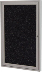Ghent - 24" Wide x 18" High Enclosed Cork Bulletin Board - Fabric Covered, Black - Apex Tool & Supply
