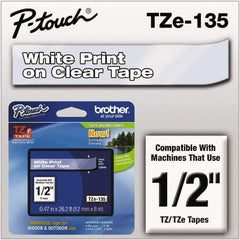 Brother - 1/2" Wide x 314.4" Long, Clear Plastic/Paper Tape Cassette - For Label Maker - Apex Tool & Supply