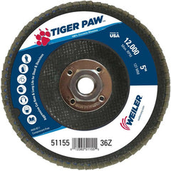 5″ Tiger Paw Abrasive Flap Disc, Angled, Phenolic Backing, 36Z, 5/8″-11 Arbor Hole - Apex Tool & Supply