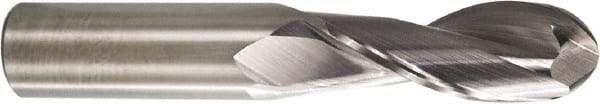 M.A. Ford - 3/8" Diam, 1" LOC, 2 Flute Solid Carbide Ball End Mill - Single End, 2-1/2" OAL, 3/8" Shank Diam, Spiral Flute - Apex Tool & Supply
