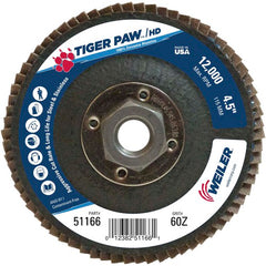 4 1/2″ × 5/8″-11-60 Grit - T27 Tiger Paw High Density Zirc Flap Disc Phenolic Back - Apex Tool & Supply