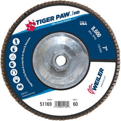 7″ Tiger Paw Super High Density Flap Disc, Flat, Phenolic Backing, 60Z, 5/8″-11 Arbor Hole - Apex Tool & Supply