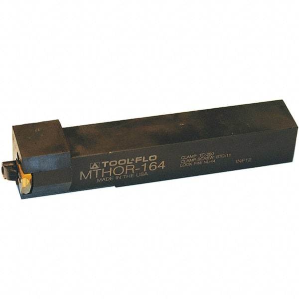 Tool-Flo - External Thread, Left Hand Cut, 1" Shank Width x 1" Shank Height Indexable Threading Toolholder - 6" OAL, T.MA/C 54 Insert Compatibility, MTHO Toolholder, Series On-Edge - Apex Tool & Supply
