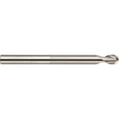 SGS - 10mm Diam, 12mm LOC, 2 Flute Solid Carbide Ball End Mill - Uncoated, Single End, 100mm OAL, 10mm Shank Diam, Spiral Flute - Apex Tool & Supply