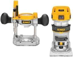 DeWALT - 16,000 to 27,000 RPM, 1.25 HP, 7 Amp, Fixed and Plunge Combination Electric Router - 115 Volts, 1/4 Inch Collet - Apex Tool & Supply