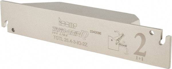 Iscar - External Thread, 0.11" Min Groove Width, 5.905" OAL, Left Hand Indexable Grooving Cutoff Toolholder - 1" Shank Height x 1" Shank Width, TAG Insert Style, TGT Toolholder Style, Series Tang-Grip - Apex Tool & Supply