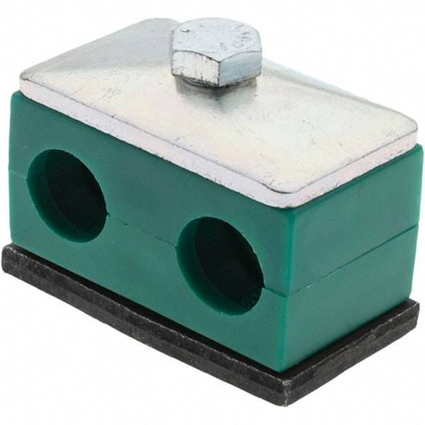 Value Collection - 2.09" Wide x 1.42" High x 1.18" Deep, Polypropylene Twin Vibration-Control Clamp - Steel Plate, Mount with Standard - Apex Tool & Supply