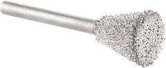 KUTZALL - 3/8" Cut Diam, 1/8" Shank Diam, Inverted Cone Head Burr - Carbide - Apex Tool & Supply