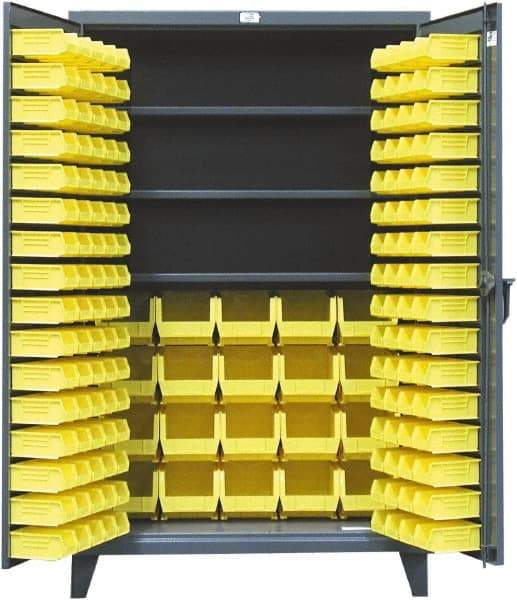 Strong Hold - 3 Shelf 164 Bin Storage Cabinet - Steel, 48" Wide x 24" Deep x 78" High, Dark Gray - Apex Tool & Supply