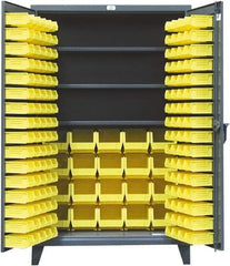 Strong Hold - 3 Shelf 164 Bin Storage Cabinet - Steel, 48" Wide x 24" Deep x 78" High, Dark Gray - Apex Tool & Supply
