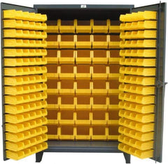 Strong Hold - 184 Bin Storage Cabinet - Steel, 48" Wide x 24" Deep x 78" High, Dark Gray - Apex Tool & Supply