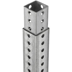 TAPCO - 4' High, Galvanized Traffic Sign Post - Steel, 7/16" Hole Diam, Silver - Apex Tool & Supply